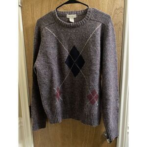 Vintage Cattivo Sweater Pullover 100% Pure Shetland Wool Argyle Patterns L Mauve